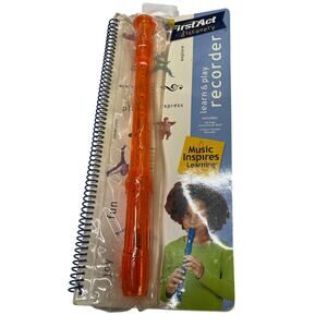 Vintage First Act Discovery Explore Orange Recorder with Instructional Book